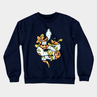 Pumpkin Pied Python Snake with Flowers Crewneck Sweatshirt